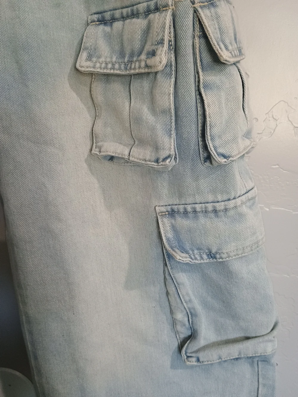 Kids Light Blue Cargo Jeans with Multi-Pocket Design